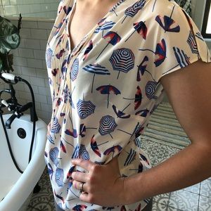 Umbrella print short sleeve blouse